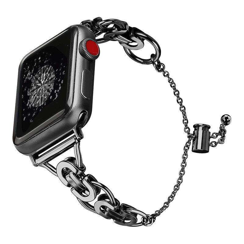 for Apple Watch Series 1 / 2 / 3 42mm / SE 44mm / SE (2022) 44mm / Series 4 / 5 / 6 44mm / Series 7 45mm / Series 8 45mm Stylish Hollow Out Smart Watch Band Stainless Steel Bracelet - Black