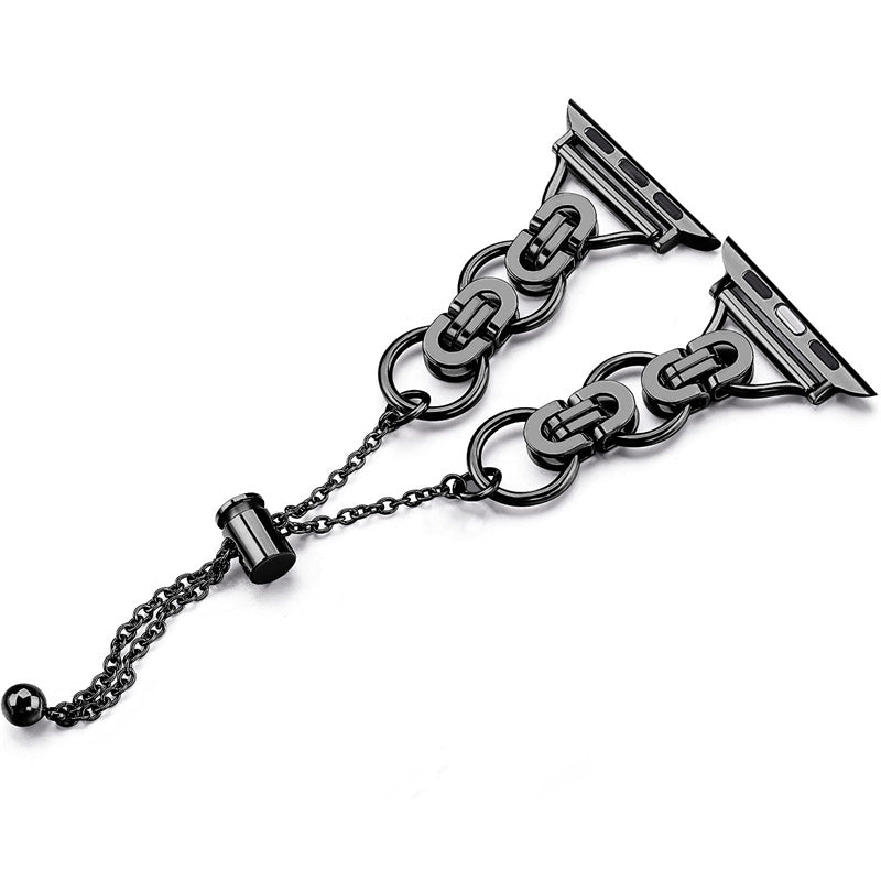 for Apple Watch Series 1 / 2 / 3 42mm / SE 44mm / SE (2022) 44mm / Series 4 / 5 / 6 44mm / Series 7 45mm / Series 8 45mm Stylish Hollow Out Smart Watch Band Stainless Steel Bracelet - Black