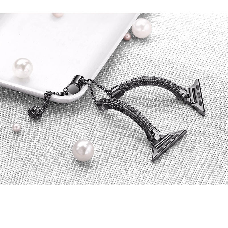 for Apple Watch Ultra 49mm / Series 8 45mm / 7 45mm / SE / SE (2022) 44mm / 4 / 5 / 6 44mm / 3 / 2 / 1 42mm Stylish Durable Bracelet Metal Smart Watch Band Wrist Strap Replacement - Black