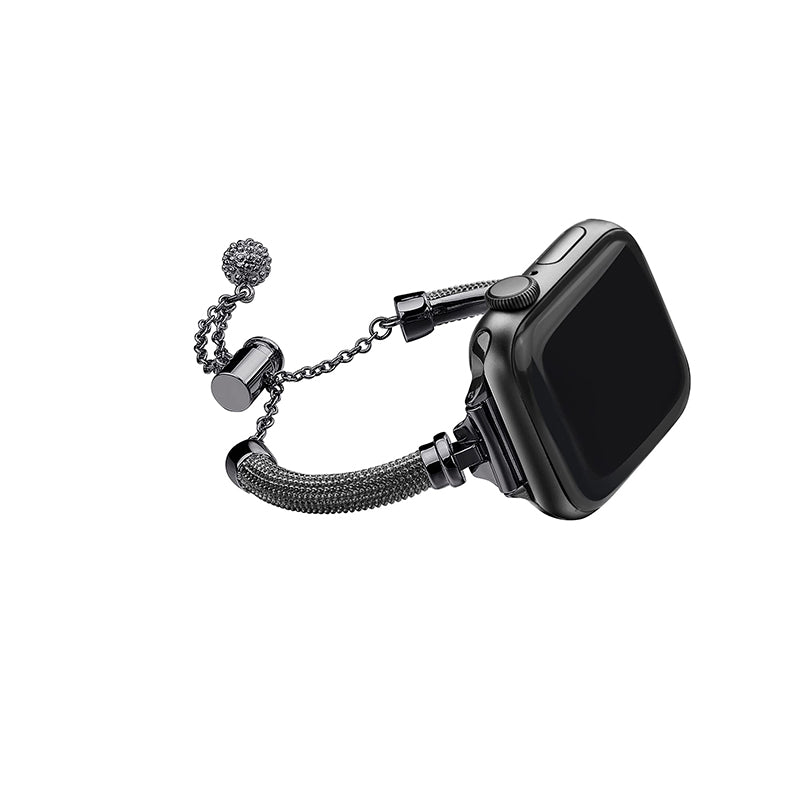 for Apple Watch Series 8 41mm / Series 7 41mm / SE / 4 / 5 / 6 40mm / 3 / 2 / 1 38mm Metal Smart Watch Band Bracelet Wear-resistant Durable Wrist Strap Replacement - Black