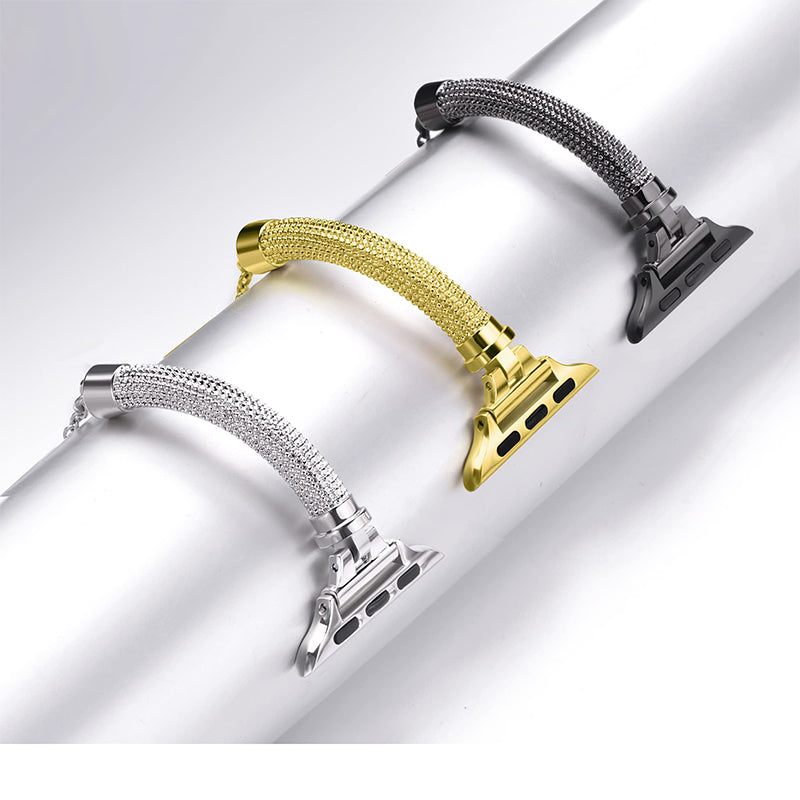 for Apple Watch Series 8 41mm / Series 7 41mm / SE / 4 / 5 / 6 40mm / 3 / 2 / 1 38mm Metal Smart Watch Band Bracelet Wear-resistant Durable Wrist Strap Replacement - Black