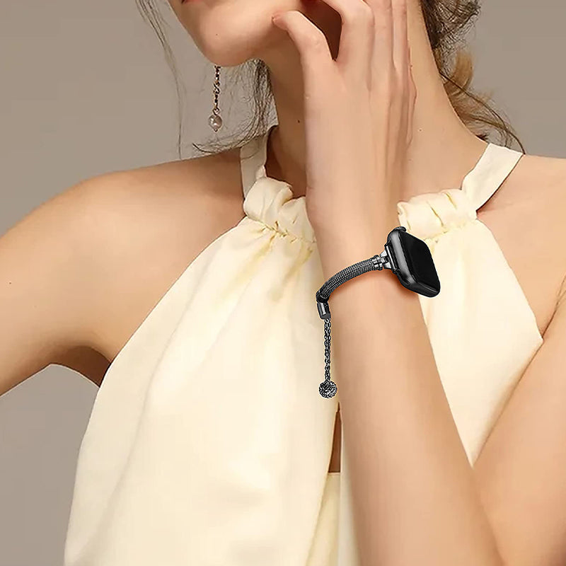 for Apple Watch Series 8 41mm / Series 7 41mm / SE / 4 / 5 / 6 40mm / 3 / 2 / 1 38mm Metal Smart Watch Band Bracelet Wear-resistant Durable Wrist Strap Replacement - Black