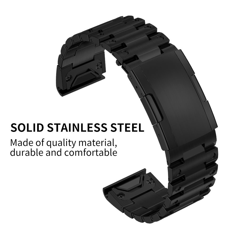 for Garmin Fenix 7X / 7X Solar / Enduro / Coros Vertix 2 Quick Release Watch Strap Stainless Steel Watch Band 26mm Replacement Strap with Folding Clasp - Black