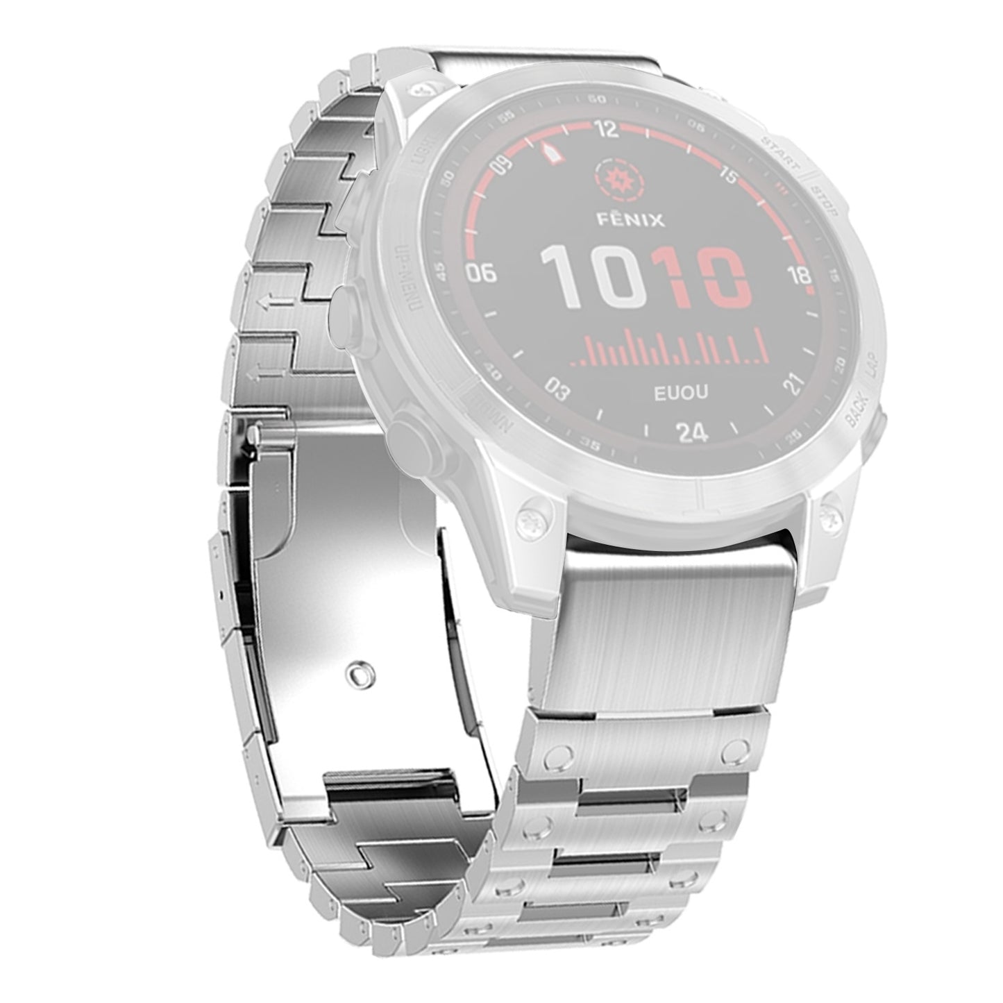 for Garmin Fenix 7X / 7X Solar / Enduro / Coros Vertix 2 Quick Release Watch Strap Stainless Steel Watch Band 26mm Replacement Strap with Folding Clasp - Silver