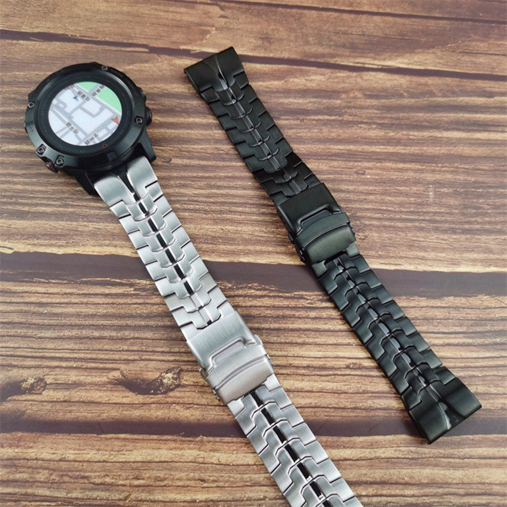 For Garmin Tactix 7 Pro / Fenix 7X / 6X Pro 26mm Smart Watch Band Metal Replacement Wrist Strap with Buckle - Silver