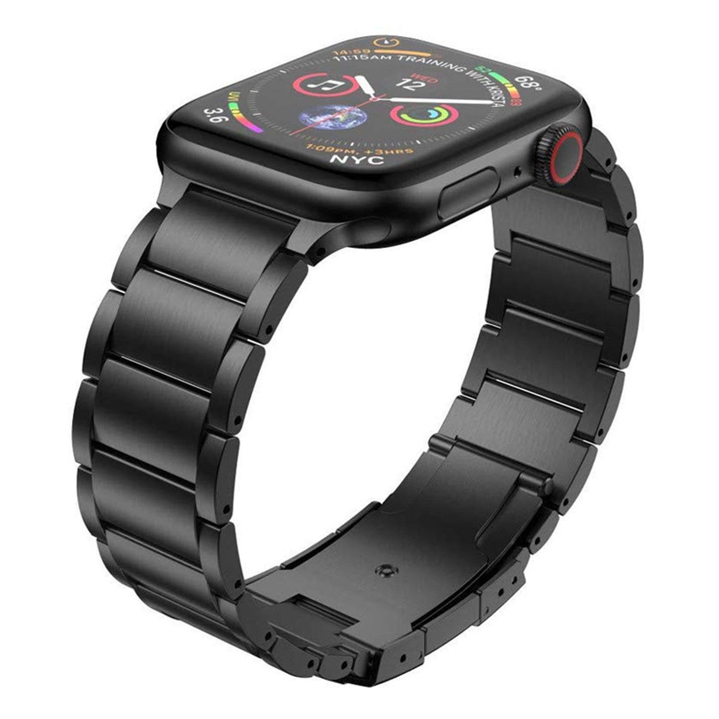 JLT For Apple Watch Ultra 49mm / Series 8 45mm / 7 45mm / SE 44mm / SE (2022) 44mm / Series 6 / 5 / 4 44mm / Series 3 / 2 / 1 42mm Replacement Watch Strap Titanium Steel Ultra-light Wristband - Black