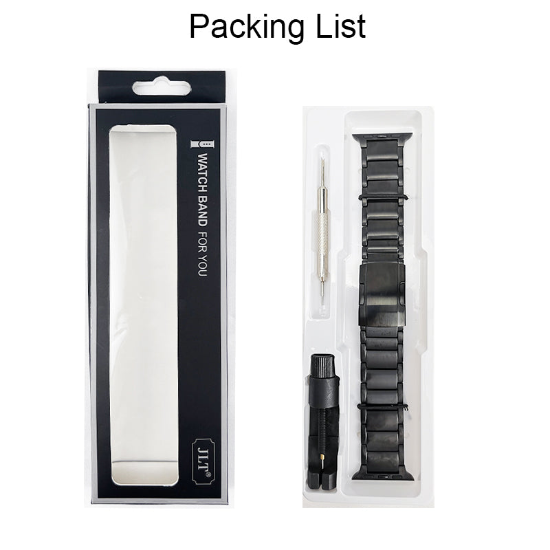 JLT For Apple Watch Ultra 49mm / Series 8 45mm / 7 45mm / SE 44mm / SE (2022) 44mm / Series 6 / 5 / 4 44mm / Series 3 / 2 / 1 42mm Replacement Watch Strap Titanium Steel Ultra-light Wristband - Black