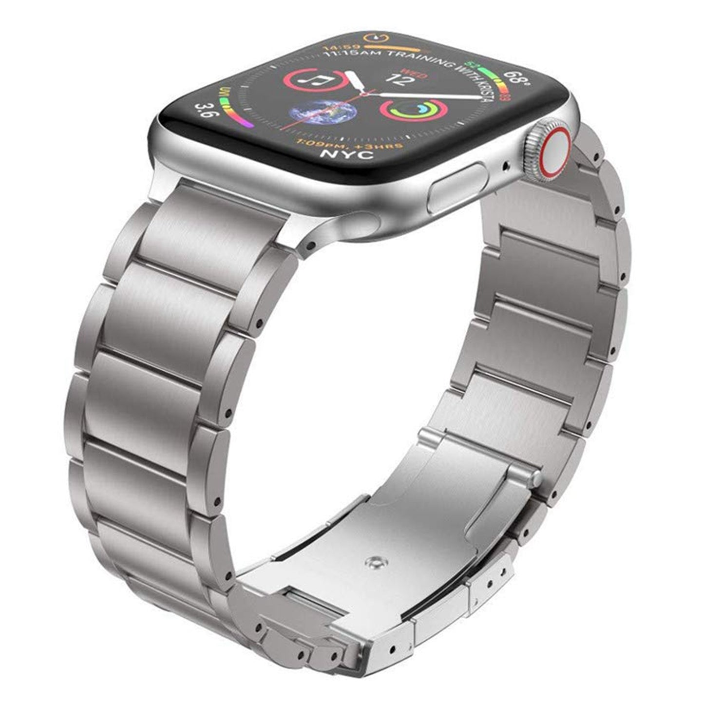 JLT For Apple Watch Ultra 49mm / Series 8 45mm / 7 45mm / SE 44mm / SE (2022) 44mm / Series 6 / 5 / 4 44mm / Series 3 / 2 / 1 42mm Replacement Watch Strap Titanium Steel Ultra-light Wristband - Grey Silver