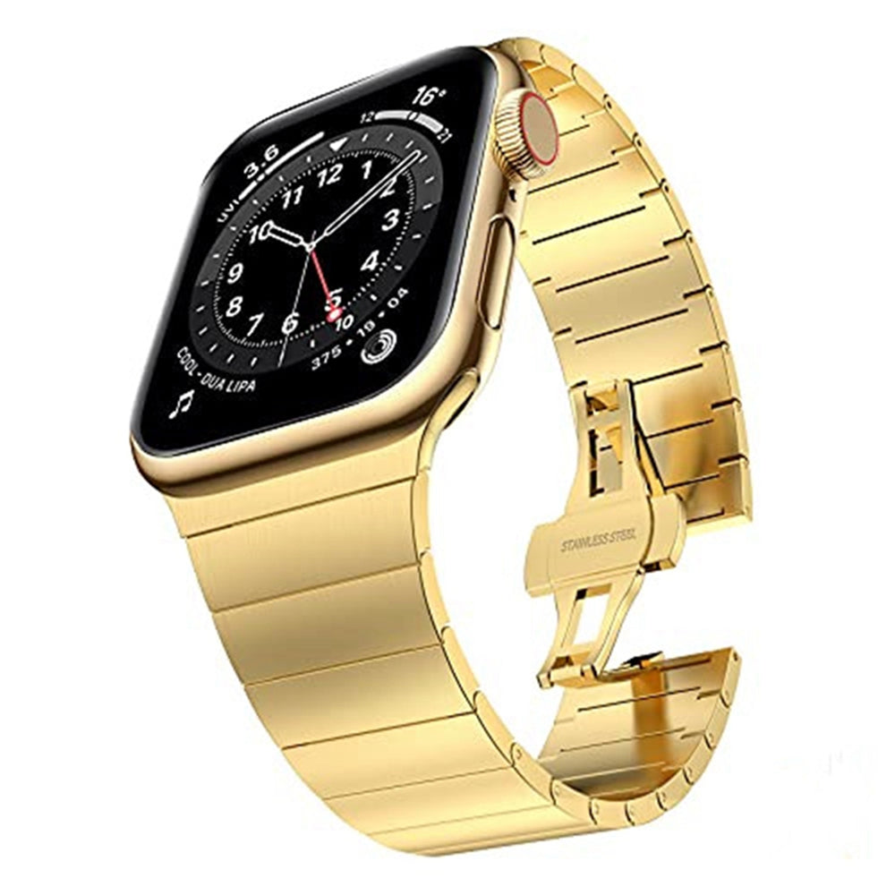 JLT For Apple Watch Series 8 41mm / Series 7 41mm / SE / SE(2022) / Series 6 / 5 / 4 40mm / Series 3 / 2 / 1 38mm Replacement Watch Strap Stainless Steel Buckle Design Watch Band - Gold
