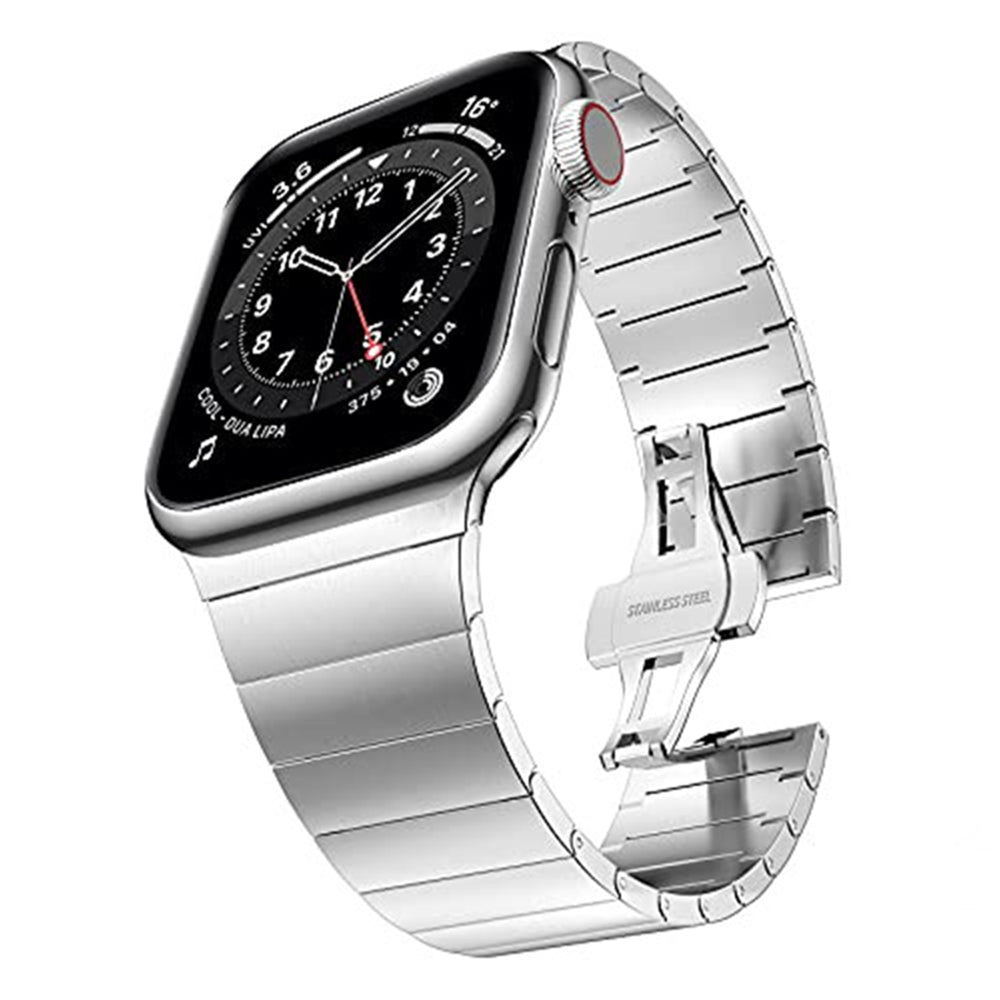 JLT For Apple Watch Series 8 41mm / Series 7 41mm / SE / SE(2022) / Series 6 / 5 / 4 40mm / Series 3 / 2 / 1 38mm Replacement Watch Strap Stainless Steel Buckle Design Watch Band - Silver