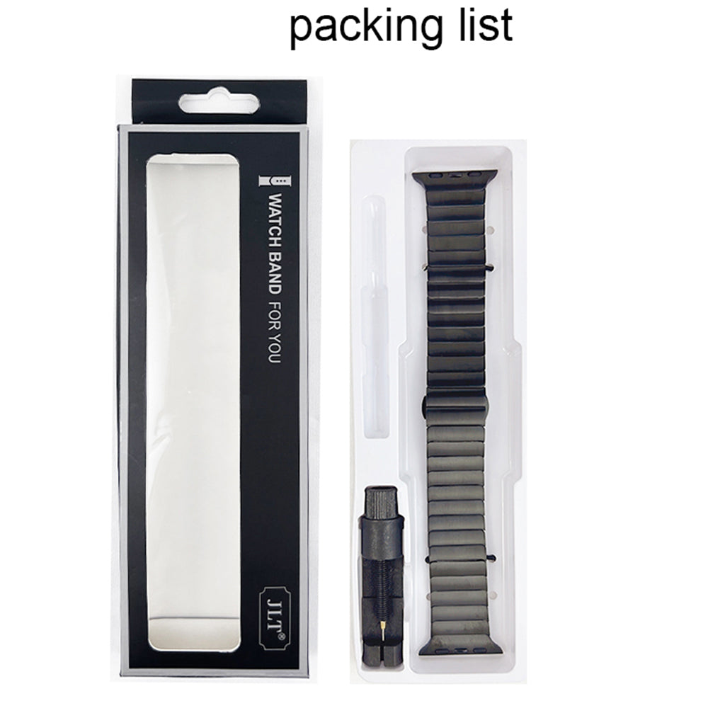 JLT For Apple Watch Ultra 49mm / Series 8 45mm / 7 45mm / SE 44mm / SE (2022) 44mm / Series 6 / 5 / 4 44mm / Series 3 / 2 / 1 42mm Stainless Steel Watch Strap Replacement Wrist Band with Buckle Design - Black