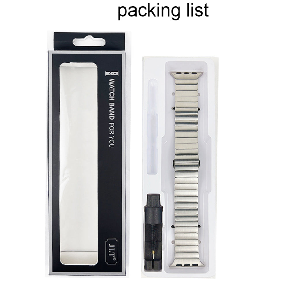 JLT For Apple Watch Ultra 49mm / Series 8 45mm / 7 45mm / SE 44mm / SE (2022) 44mm / Series 6 / 5 / 4 44mm / Series 3 / 2 / 1 42mm Stainless Steel Watch Strap Replacement Wrist Band with Buckle Design - Silver