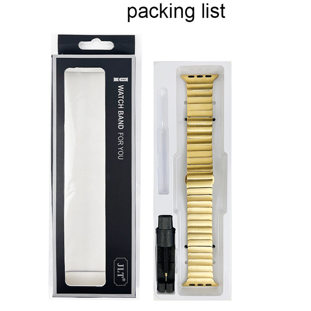 JLT For Apple Watch Ultra 49mm / Series 8 45mm / 7 45mm / SE 44mm / SE (2022) 44mm / Series 6 / 5 / 4 44mm / Series 3 / 2 / 1 42mm Stainless Steel Watch Strap Replacement Wrist Band with Buckle Design - Gold