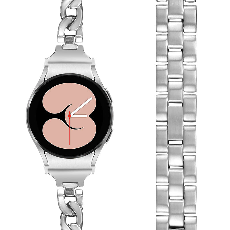 For Samsung Galaxy Watch4 Active 40mm / 44mm / Watch4 Classic 42mm / 46mm Stainless Steel Bracelet Splicing Smart Watch Strap Wrist Band - Silver