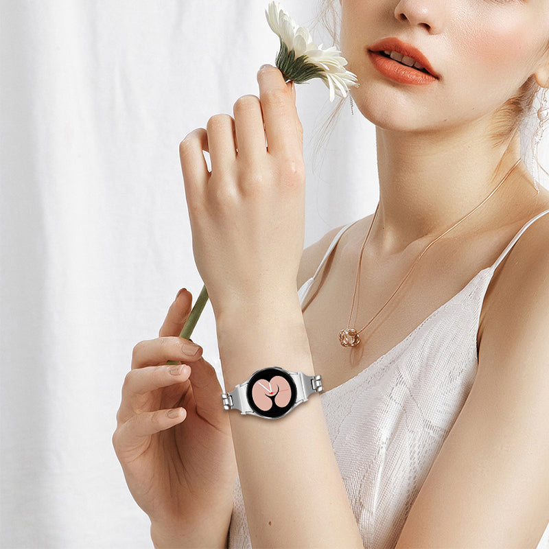 For Samsung Galaxy Watch4 Active 40mm / 44mm / Watch4 Classic 42mm / 46mm Stainless Steel Bracelet Splicing Smart Watch Strap Wrist Band - Silver