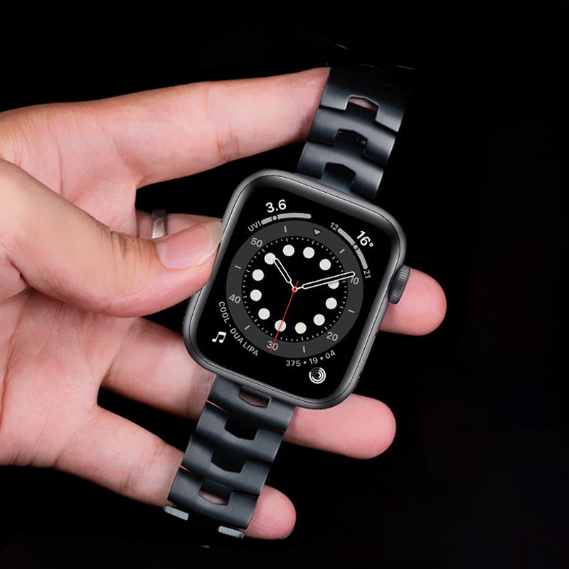 for Apple Watch Ultra 49mm / Series 8 45mm / 7 45mm / Series / 4 / 5 / 6 / SE 44mm / SE (2022) 44mm / Series 3 / 2 / 1 42mm Titanium Steel Anti-wear Replacement Watch Band Wrist Strap - Black