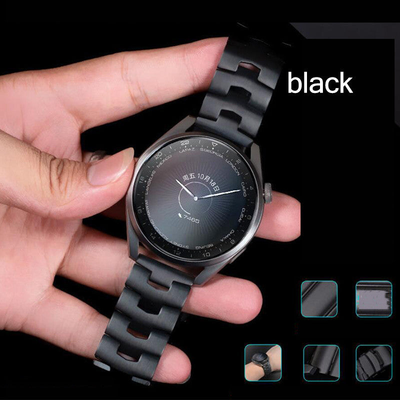 for Samsung Galaxy Watch3 45mm / Gear S3 Frontier / Gear S3 Classic / Huawei Watch GT3 Pro Titanium Steel Replacement Wrist Band 22mm Universal Watch Strap - Black