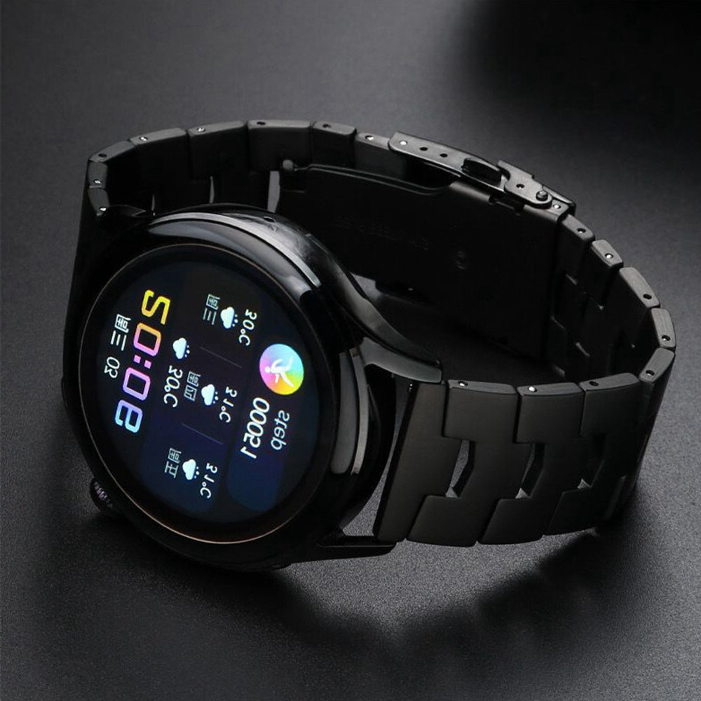 for Samsung Galaxy Watch3 45mm / Gear S3 Frontier / Gear S3 Classic / Huawei Watch GT3 Pro Titanium Steel Replacement Wrist Band 22mm Universal Watch Strap - Black