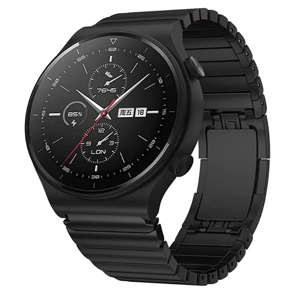 For Huawei Watch GT 2 46mm / Watch GT 3 Pro 46mm Titanium Steel 22mm Smart Watch Band Universal Quick Release Replacement Strap - Black
