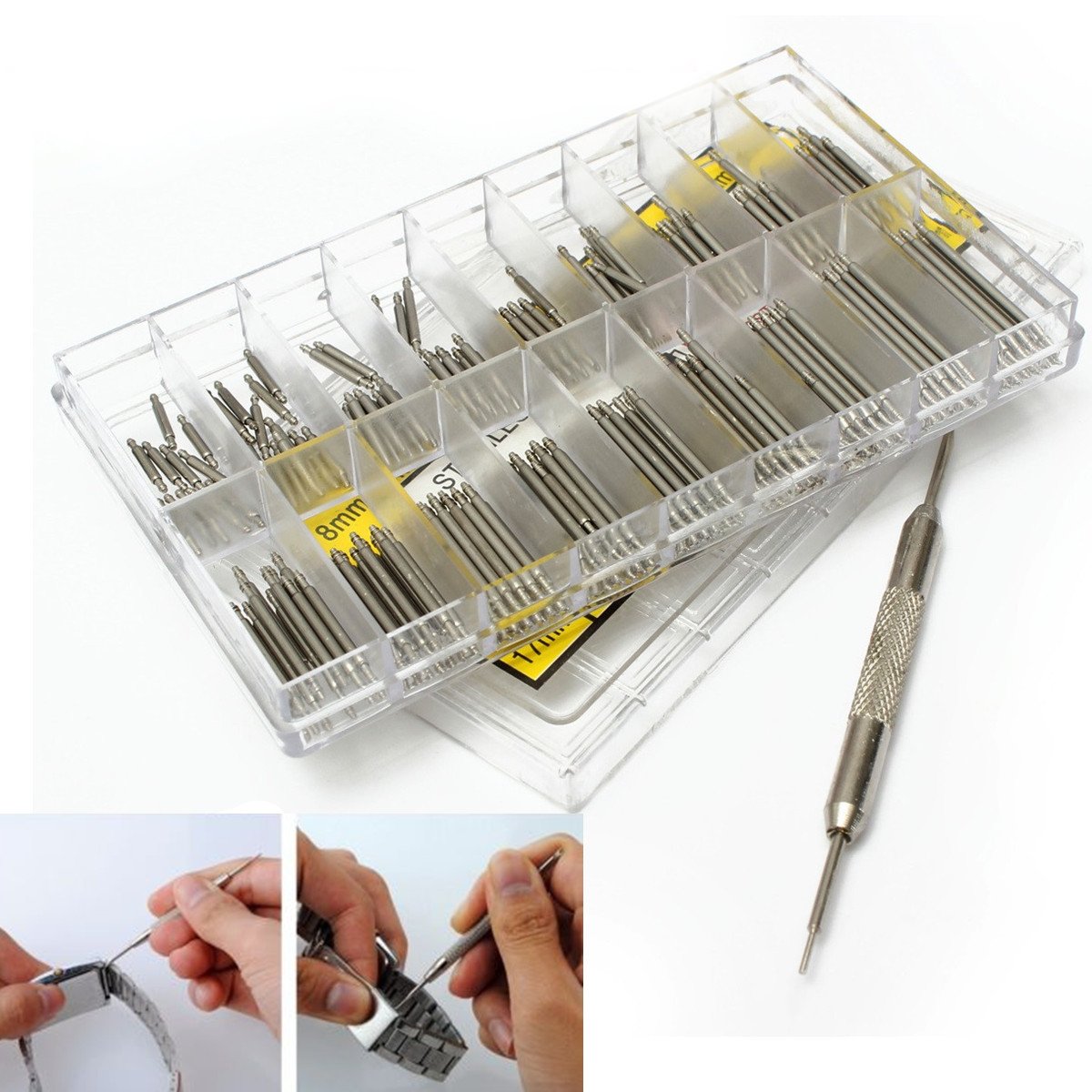 F08656 360Pcs 8-25mm Stainless Steel Watch Band Spring Bars Watch Repairing Strap Link Pins