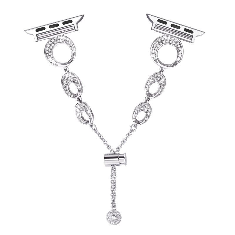 for Apple Watch Ultra 49mm / Series 8 / 7 45mm / Series 6 / 5 / 4 / SE / SE(2022) 44mm / Series 3 / 2 / 1 42mm Metal Bracelet Watch Band Rhinestone Decor Replacement Strap - Silver