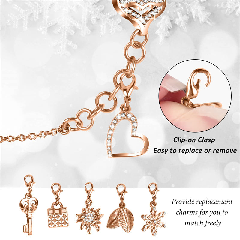 for Apple Watch Series 6 / 5 / 4 / SE (2022) / SE 44mm Bracelet Watch Band with Hollow PC Watch Frame Rhinestone Decor Pendant Bracelet Wrist Strap - Rose Gold