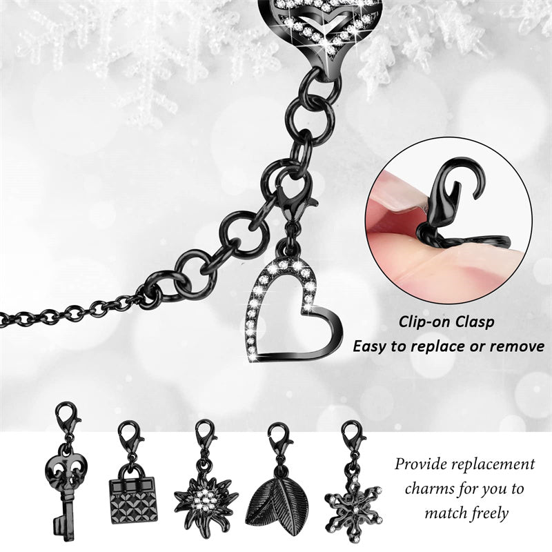 For Apple Watch Series 8 / 7 41mm Rhinestone Decor Watch Band Pendant Bracelet Replacement Metal Strap with Hollow-out PC Watch Case - Black