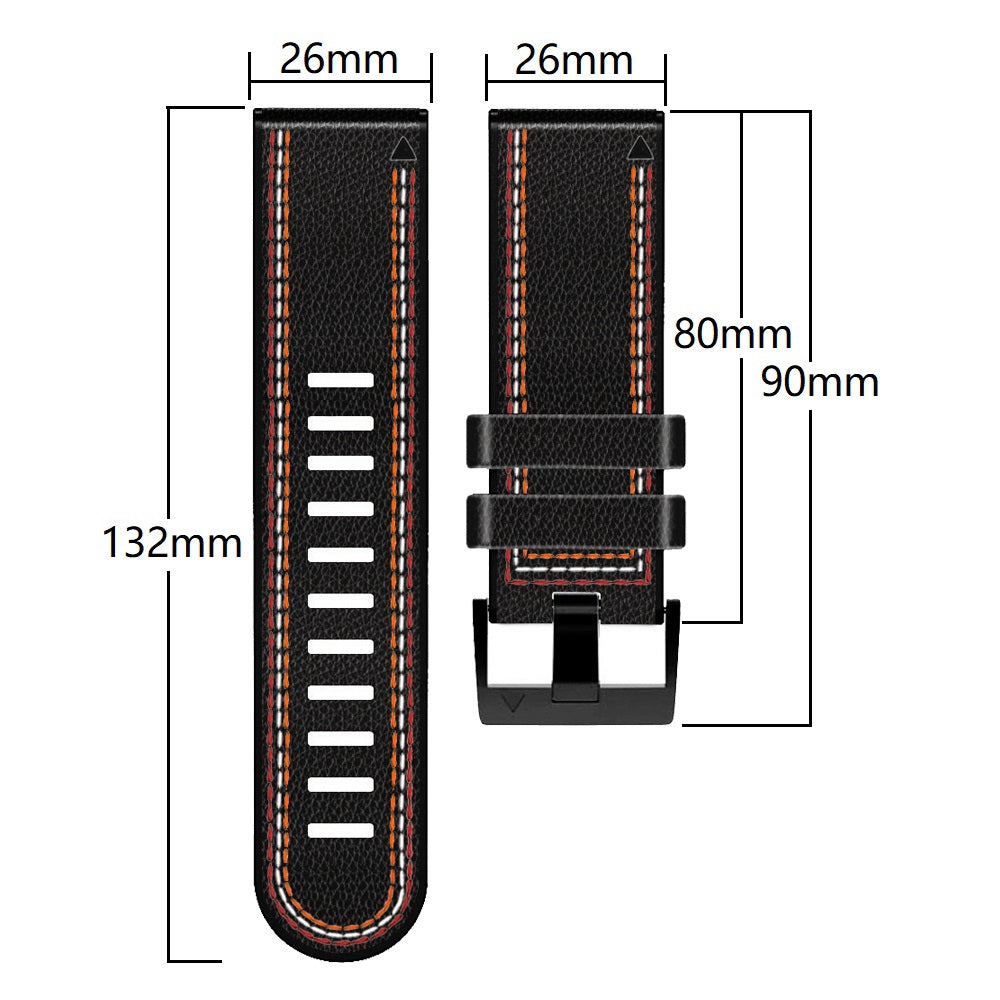for Garmin Enduro / Tactix Delta / Tactix 7 Pro PU Leather Coated Silicone Watch Band 26mm Three-color Stitching Line Quick Release Sweatproof Strap - White