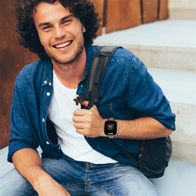 for Apple Watch Series 8 / 7 41mm / 6 / 5 / 4 / SE / SE (2022) 40mm / 3 / 2 / 1 38mm Rhinestones Decor Metal Smartwatch Strap Replacement Watch Band - Black