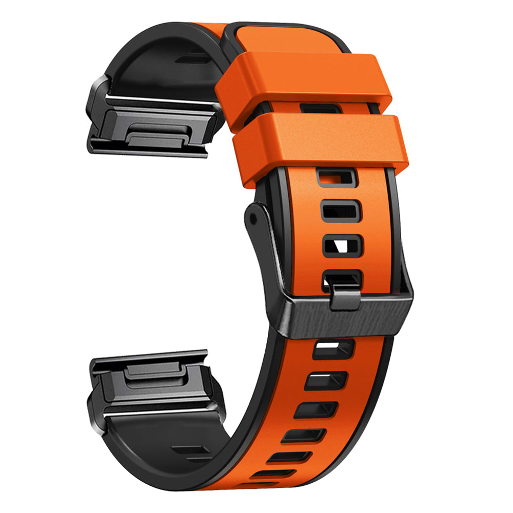 For Garmin Descent G1 / Instinct 2 Watch Strap Replacement Quick Release Dual-color Silicone Watch Band - Orange / Black