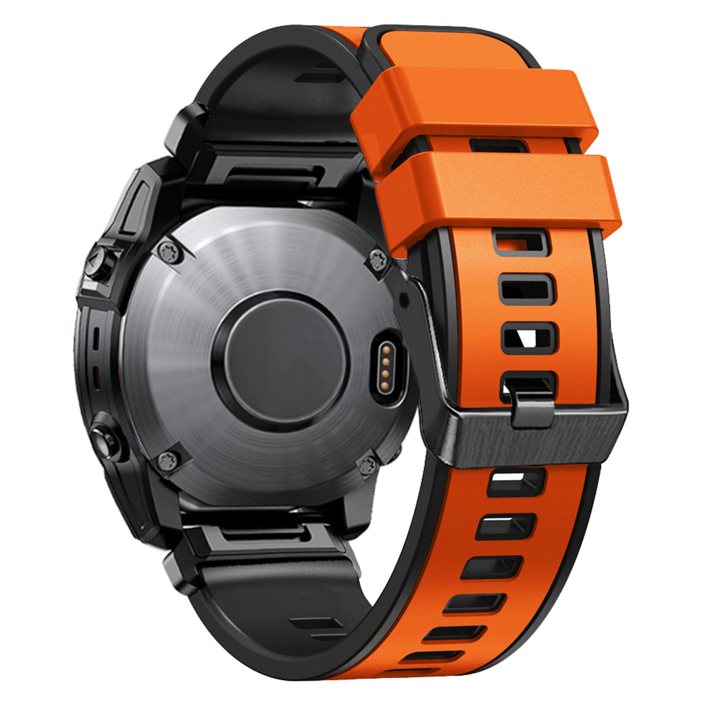 For Garmin Descent G1 / Instinct 2 Watch Strap Replacement Quick Release Dual-color Silicone Watch Band - Orange / Black
