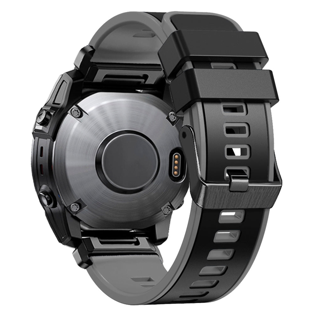 For Garmin Descent G1 / Instinct 2 Watch Strap Replacement Quick Release Dual-color Silicone Watch Band - Black / Grey