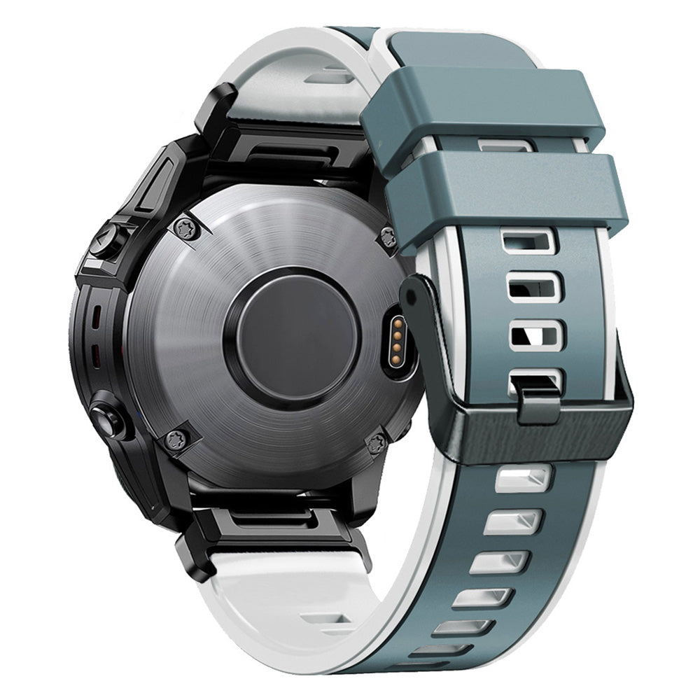 For Garmin Descent G1 / Instinct 2 Watch Strap Replacement Quick Release Dual-color Silicone Watch Band - Blue / Grayish-white