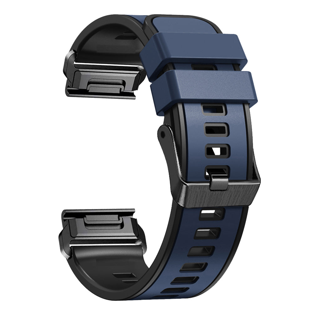 For Garmin Descent G1 / Instinct 2 Watch Strap Replacement Quick Release Dual-color Silicone Watch Band - Dark Blue / Black