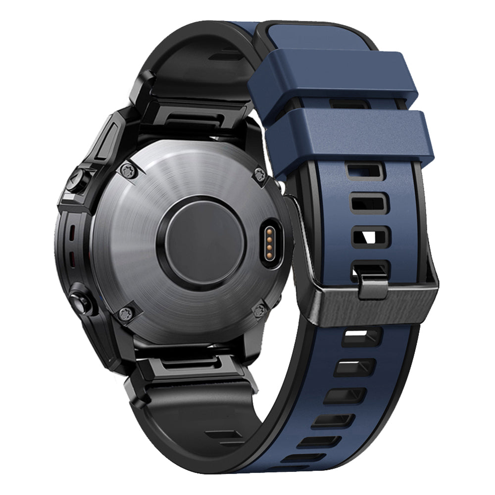 For Garmin Descent G1 / Instinct 2 Watch Strap Replacement Quick Release Dual-color Silicone Watch Band - Dark Blue / Black