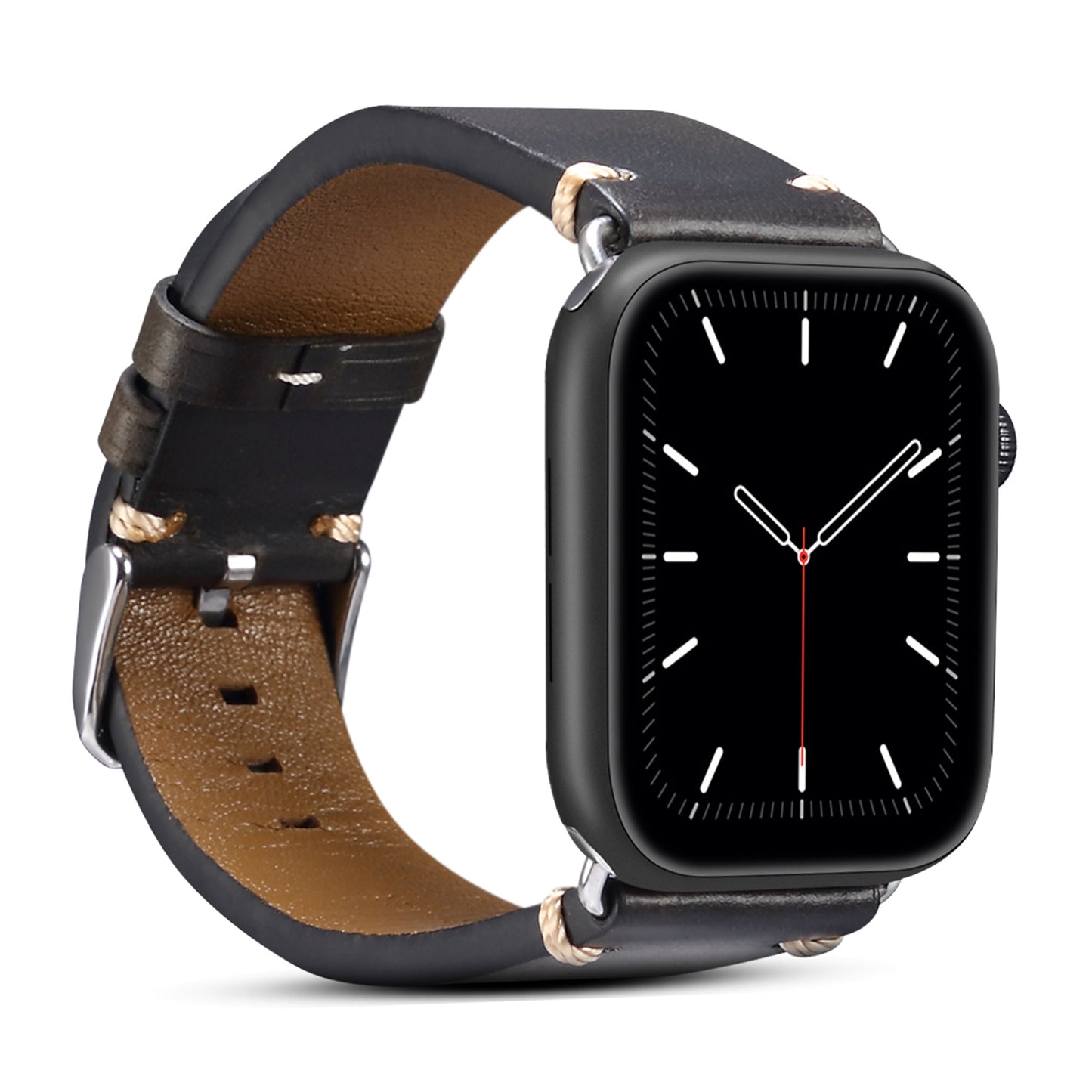 for Apple Watch Series 8 / 7 41mm / Series 6 / 5 / 4 / SE / SE (2022) 40mm / Series 3 / 2 / 1 38mm DOL Cowhide Leather Watch Band Adjustable Pin Buckle Replacement Wrist Strap - Black