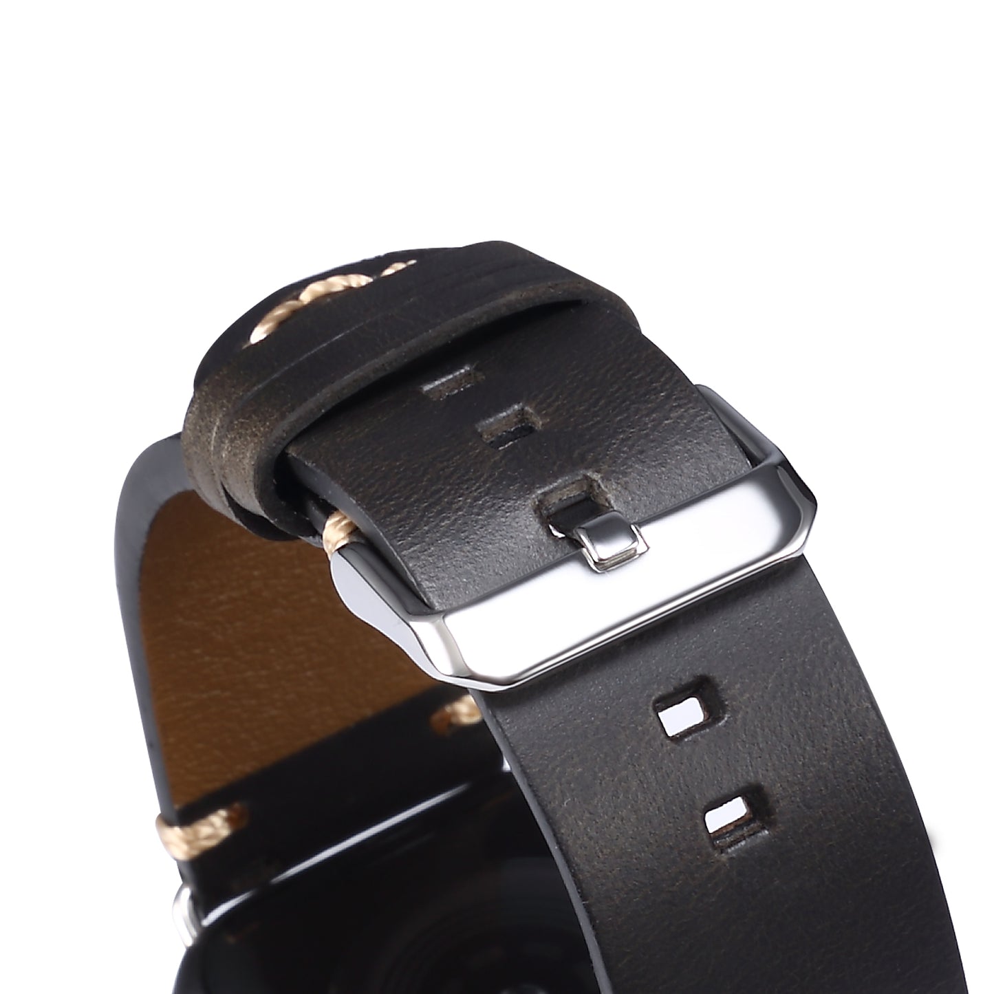 for Apple Watch Series 8 / 7 41mm / Series 6 / 5 / 4 / SE / SE (2022) 40mm / Series 3 / 2 / 1 38mm DOL Cowhide Leather Watch Band Adjustable Pin Buckle Replacement Wrist Strap - Black