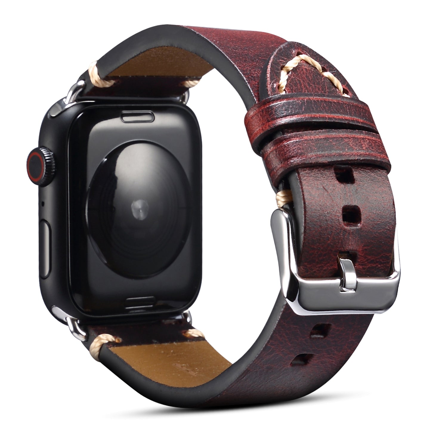 for Apple Watch Series 8 / 7 41mm / Series 6 / 5 / 4 / SE / SE (2022) 40mm / Series 3 / 2 / 1 38mm DOL Cowhide Leather Watch Band Adjustable Pin Buckle Replacement Wrist Strap - Wine Red