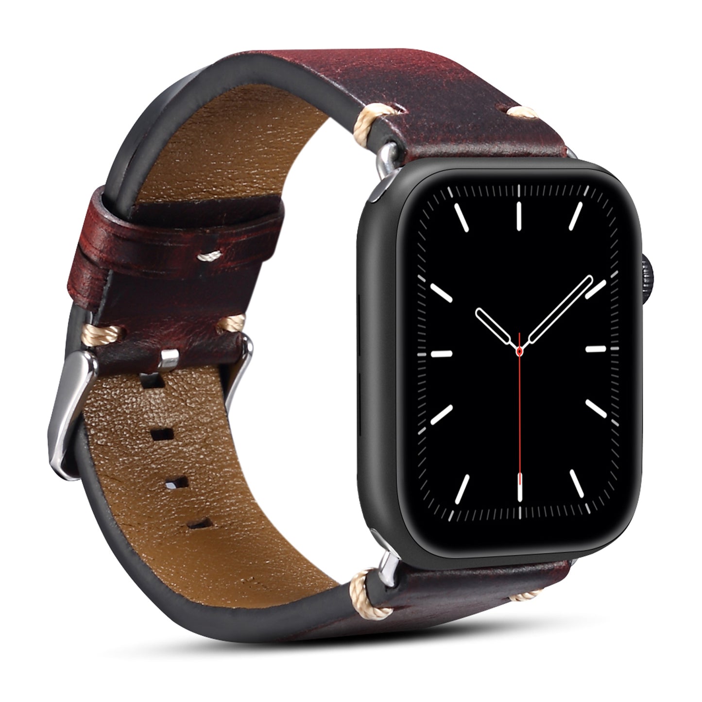 for Apple Watch Series 8 / 7 41mm / Series 6 / 5 / 4 / SE / SE (2022) 40mm / Series 3 / 2 / 1 38mm DOL Cowhide Leather Watch Band Adjustable Pin Buckle Replacement Wrist Strap - Wine Red