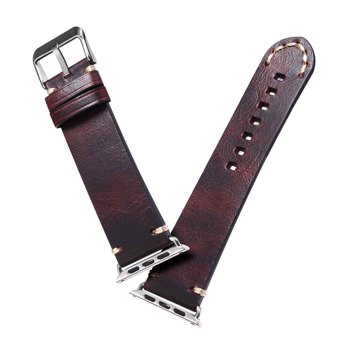 for Apple Watch Series 8 / 7 41mm / Series 6 / 5 / 4 / SE / SE (2022) 40mm / Series 3 / 2 / 1 38mm DOL Cowhide Leather Watch Band Adjustable Pin Buckle Replacement Wrist Strap - Wine Red