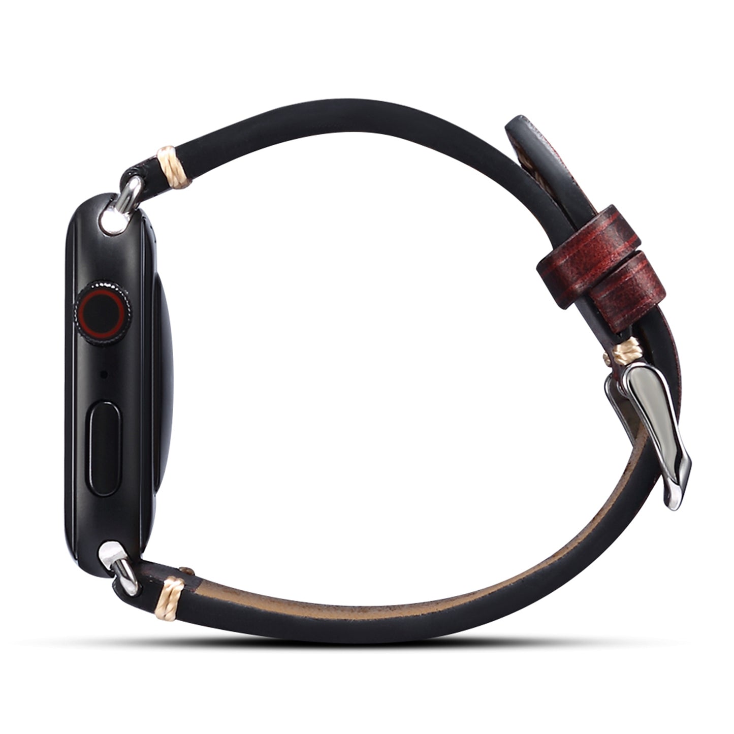 for Apple Watch Series 8 / 7 41mm / Series 6 / 5 / 4 / SE / SE (2022) 40mm / Series 3 / 2 / 1 38mm DOL Cowhide Leather Watch Band Adjustable Pin Buckle Replacement Wrist Strap - Wine Red