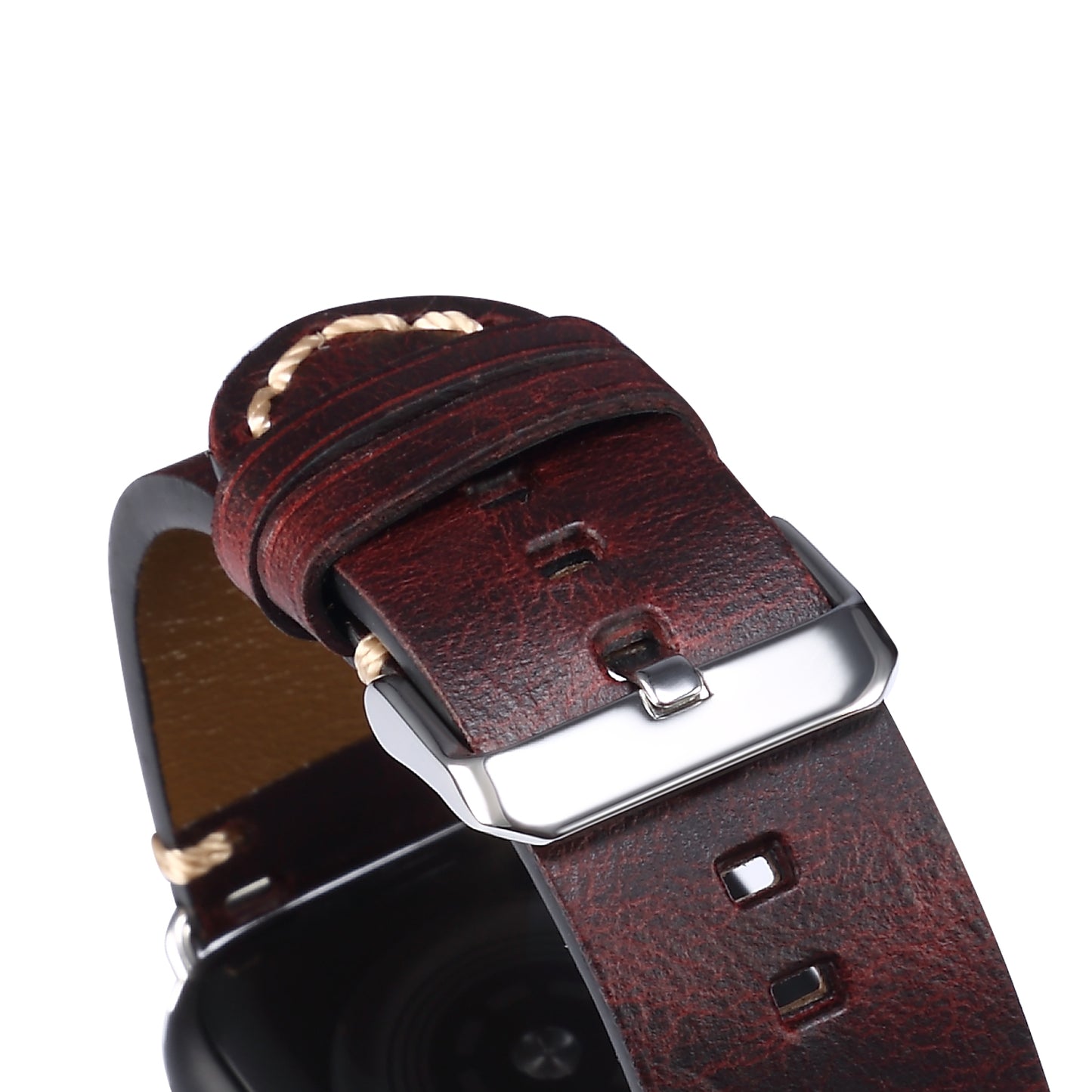 for Apple Watch Series 8 / 7 41mm / Series 6 / 5 / 4 / SE / SE (2022) 40mm / Series 3 / 2 / 1 38mm DOL Cowhide Leather Watch Band Adjustable Pin Buckle Replacement Wrist Strap - Wine Red