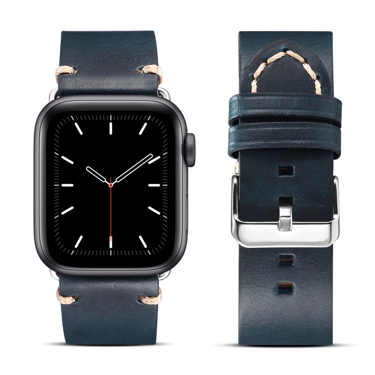 for Apple Watch Series 8 / 7 41mm / Series 6 / 5 / 4 / SE / SE (2022) 40mm / Series 3 / 2 / 1 38mm DOL Cowhide Leather Watch Band Adjustable Pin Buckle Replacement Wrist Strap - Blue