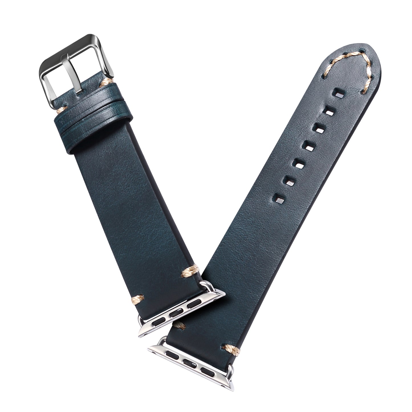 for Apple Watch Series 8 / 7 41mm / Series 6 / 5 / 4 / SE / SE (2022) 40mm / Series 3 / 2 / 1 38mm DOL Cowhide Leather Watch Band Adjustable Pin Buckle Replacement Wrist Strap - Blue