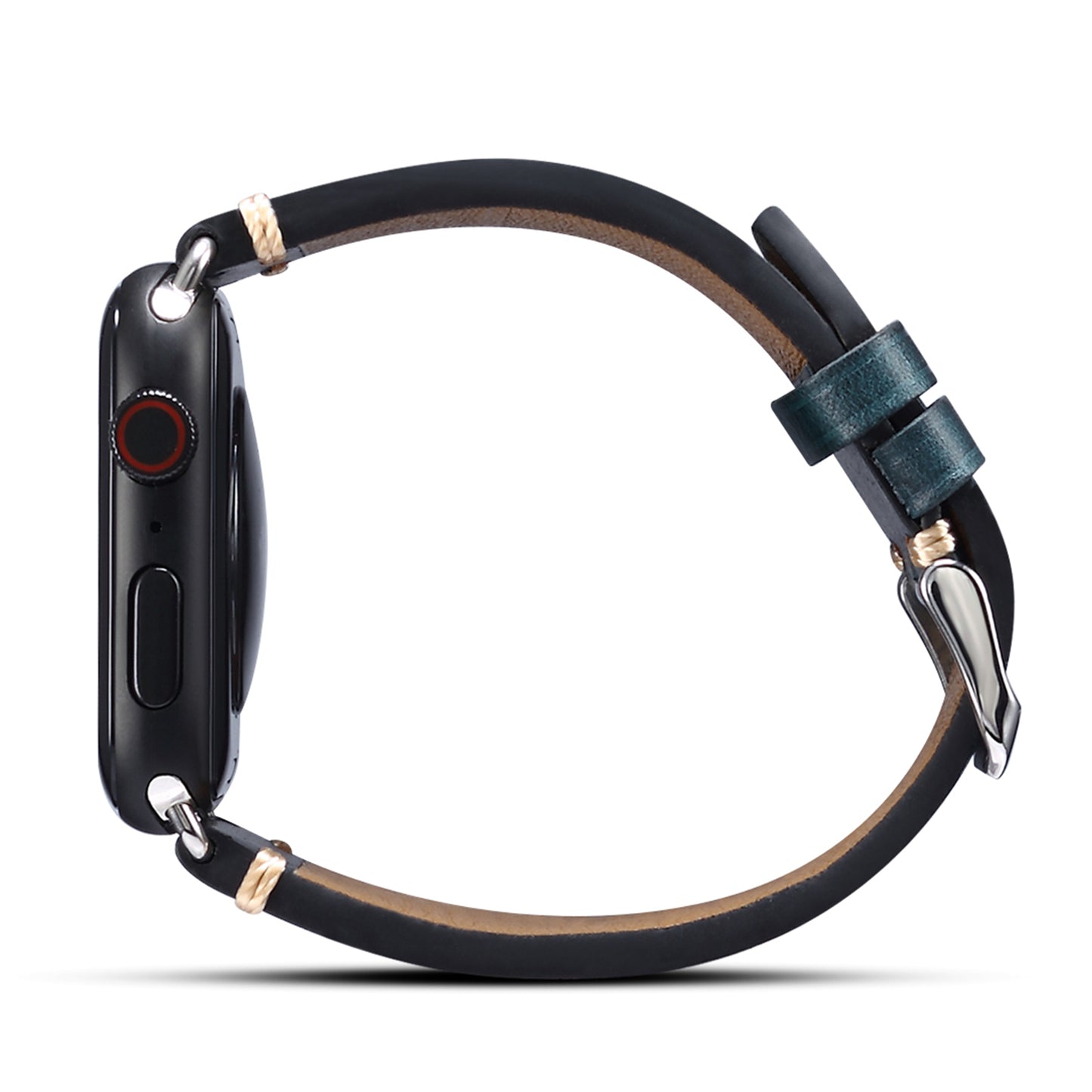 for Apple Watch Series 8 / 7 41mm / Series 6 / 5 / 4 / SE / SE (2022) 40mm / Series 3 / 2 / 1 38mm DOL Cowhide Leather Watch Band Adjustable Pin Buckle Replacement Wrist Strap - Blue