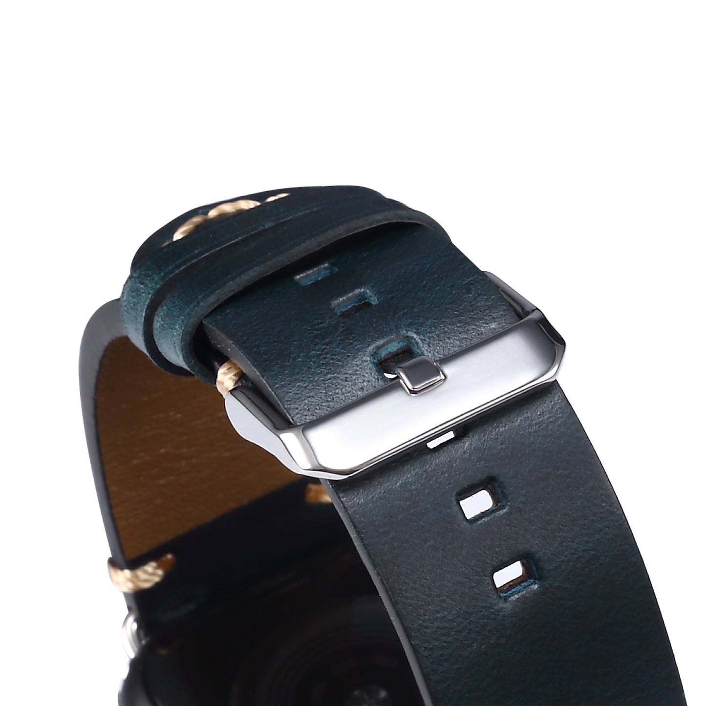 for Apple Watch Series 8 / 7 41mm / Series 6 / 5 / 4 / SE / SE (2022) 40mm / Series 3 / 2 / 1 38mm DOL Cowhide Leather Watch Band Adjustable Pin Buckle Replacement Wrist Strap - Blue