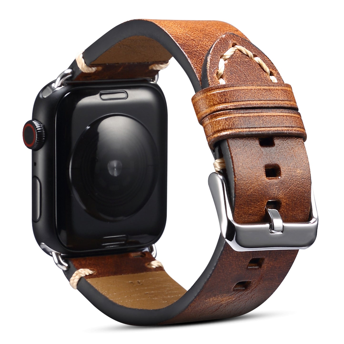 for Apple Watch Series 8 / 7 41mm / Series 6 / 5 / 4 / SE / SE (2022) 40mm / Series 3 / 2 / 1 38mm DOL Cowhide Leather Watch Band Adjustable Pin Buckle Replacement Wrist Strap - Brown