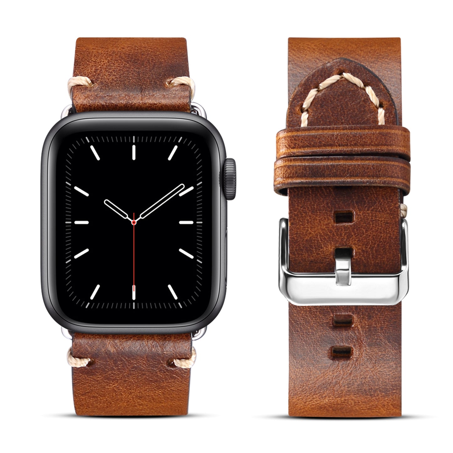 for Apple Watch Series 8 / 7 41mm / Series 6 / 5 / 4 / SE / SE (2022) 40mm / Series 3 / 2 / 1 38mm DOL Cowhide Leather Watch Band Adjustable Pin Buckle Replacement Wrist Strap - Brown