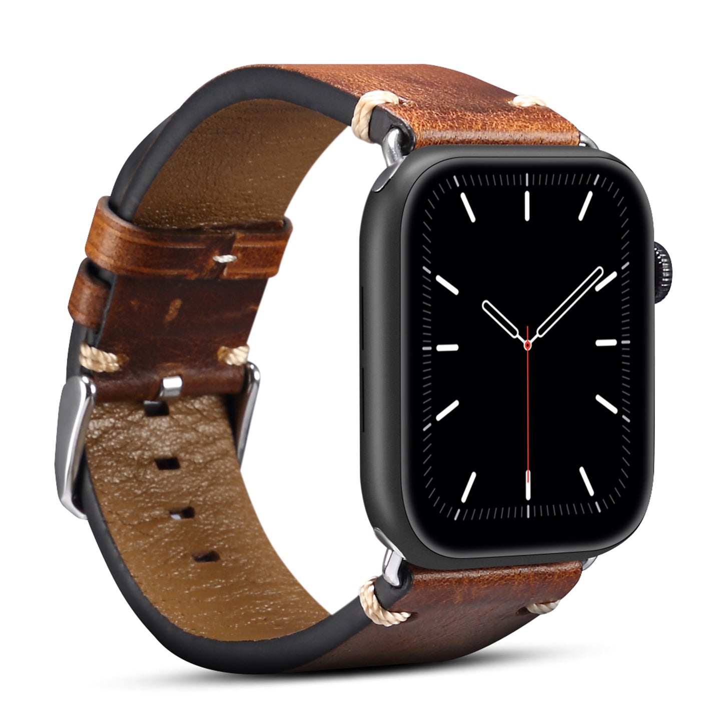 for Apple Watch Series 8 / 7 41mm / Series 6 / 5 / 4 / SE / SE (2022) 40mm / Series 3 / 2 / 1 38mm DOL Cowhide Leather Watch Band Adjustable Pin Buckle Replacement Wrist Strap - Brown