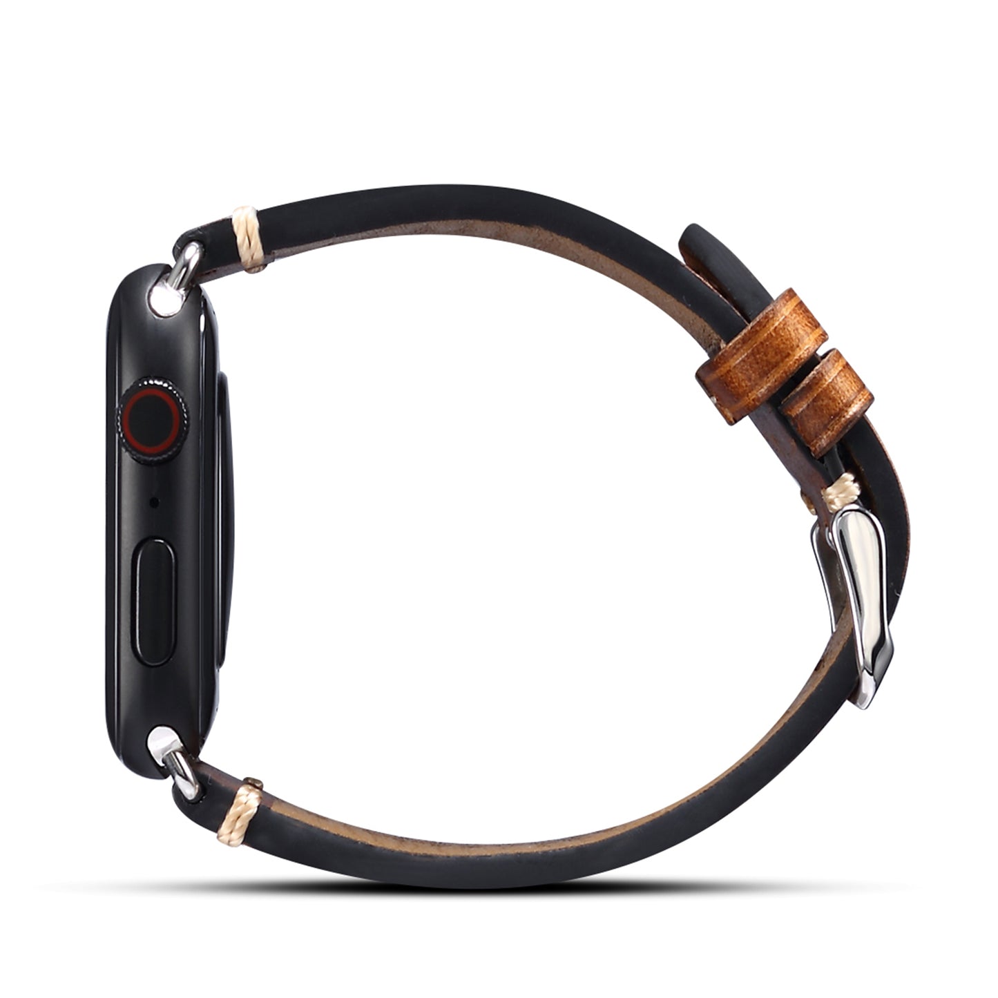 for Apple Watch Series 8 / 7 41mm / Series 6 / 5 / 4 / SE / SE (2022) 40mm / Series 3 / 2 / 1 38mm DOL Cowhide Leather Watch Band Adjustable Pin Buckle Replacement Wrist Strap - Brown